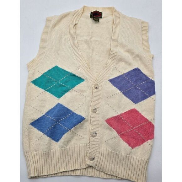 Vintage Boston Traders Argyle Knit Vest Size - Picture 1 of 8